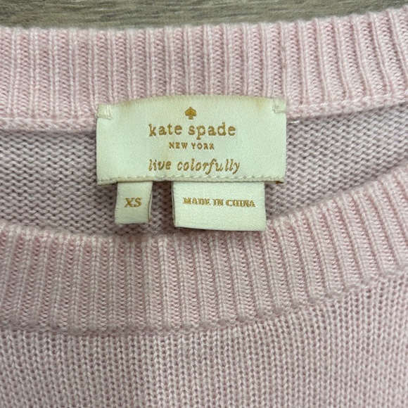 Womens Kate Spade Pink Winking Eye Wool Blend Crewneck Sweater Size Extra Small - Picture 3 of 6